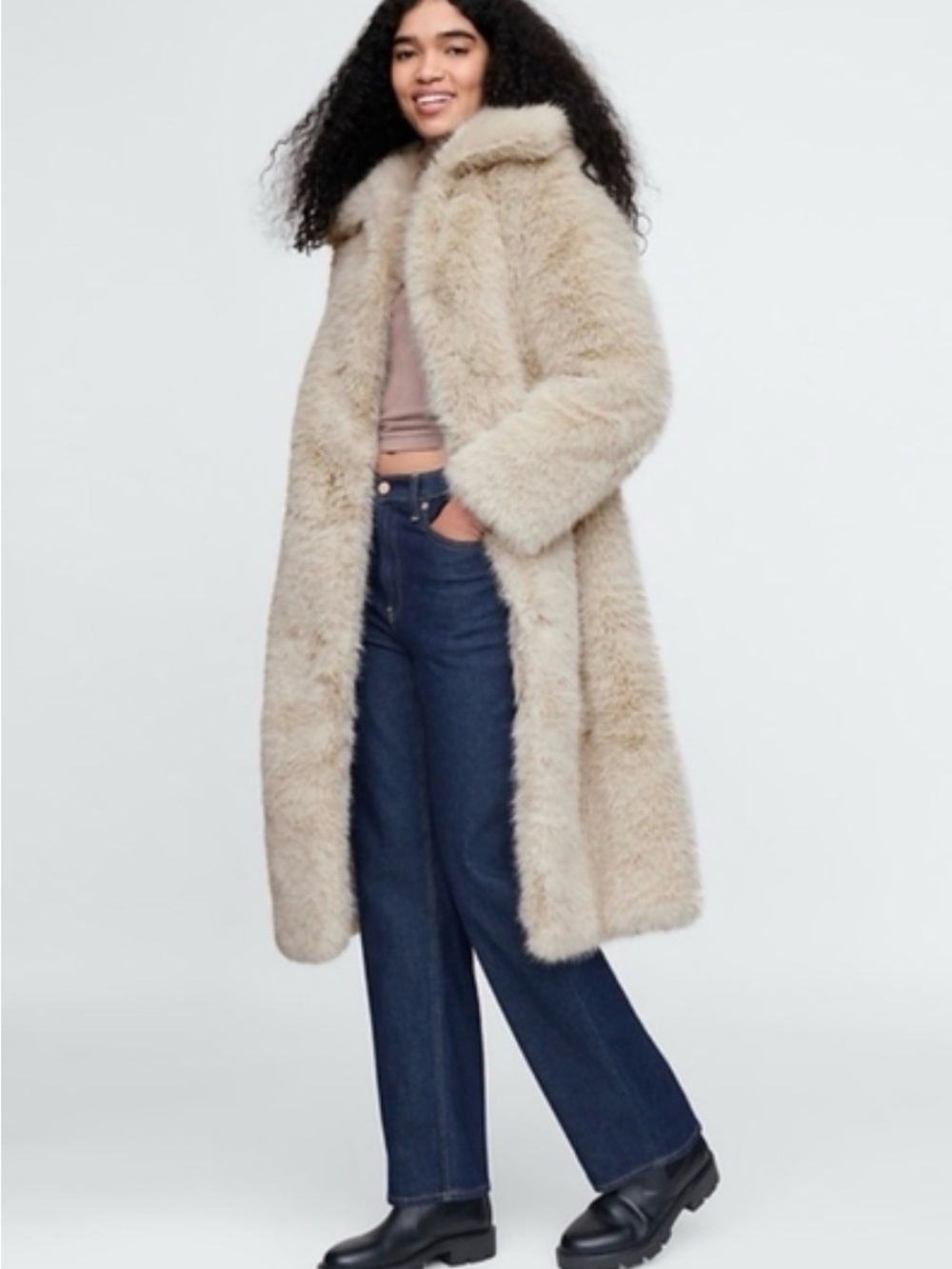 GAP Long Faux Fur Coat